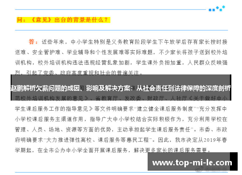 赵鹏解析欠薪问题的成因、影响及解决方案:从社会责任到法律保障的深度剖析 赵鹏解析欠薪问题的成因、影响及解决方案:从社会责任到法律保障的深度剖析