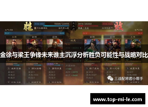金徐与梁王争锋未来谁主沉浮分析胜负可能性与战略对比